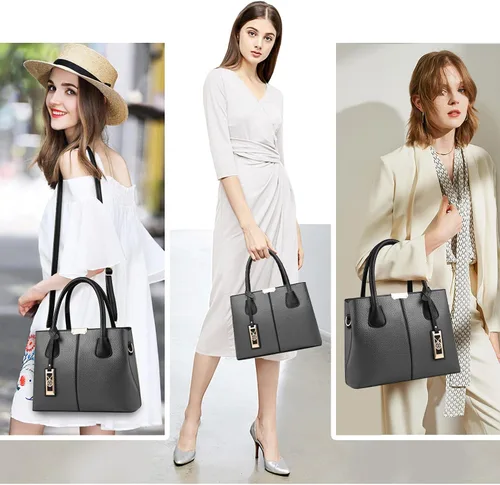 Miniatura 2 de CHICAROUSAL Monederos y bolsos de mano para mujer, bolsos cruzados de cuero, bolso de hombro para mujer A Grey Black