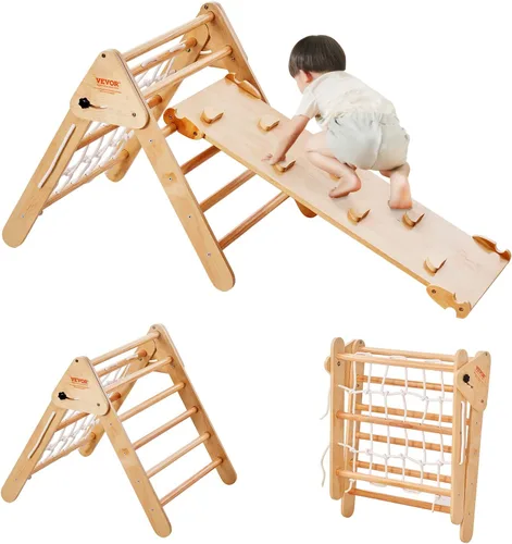 VEVOR Pikler - Juego de triángulos escalador 4 en 1, Montessori plegable para escalar, tamaño grande, juguetes de escalada para niños pequeños con