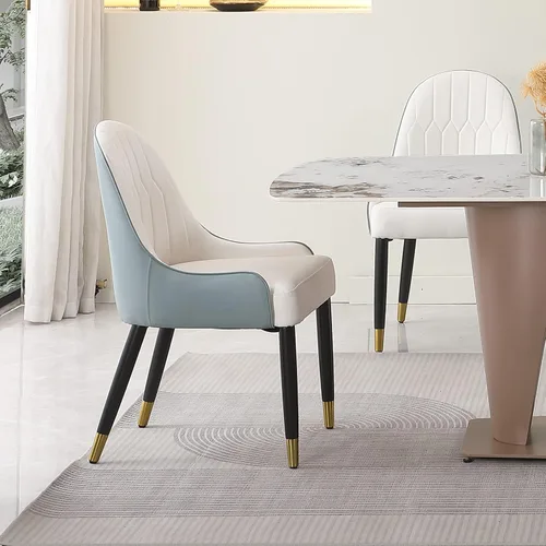 Miniatura 7 de Montary Juego de 2 sillas de comedor, modernas de piel sintética de mediados de siglo con patas de metal firmes y respaldo ergonómico para sala