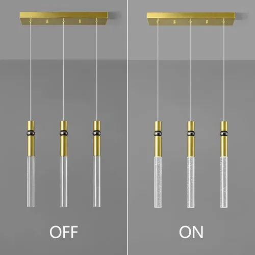 Miniatura 6 de Iluminación colgante de 3 luces para comedor, lámpara LED regulable moderna de oro con luces colgantes de cristal de burbujas, isla de cocina
