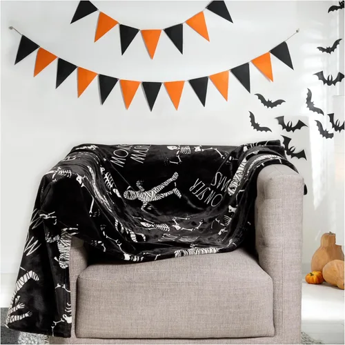 Rae Dunn Manta - Mantas suaves y decorativas para cama o sofá, mantas acogedoras para sofá, manta de felpa suave con huesos bordados, 50 pulgadas x