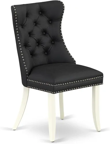 Miniatura 6 de East West Furniture ANDA5-LWH-12 - Juego de cocina de 5 piezas que contiene una mesa de comedor redonda con pedestal y 4 sillas Parson tapizadas