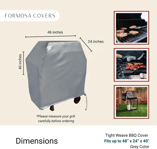 Miniatura 3 de Formosa Covers Funda para parrilla de 48 pulgadas, funda de vinilo gris impermeable para barbacoa, compatible con Weber Spirit II E-210, Napoleon