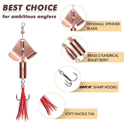 Miniatura 3 de TRUSCEND Cebos Giratorios de Pesca Swim o Jig para Agua Dulce y Salada, Señuelos de Pesca Rooster Tail para Trucha Lubina Lucioperca Crappie Salmón