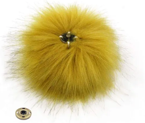 Miniatura 21 de 12 piezas de accesorios para sombreros de tejer, bola de pompón de piel sintética con botón de presión