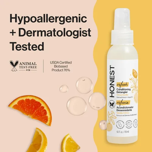 Miniatura 2 de The Honest Company - Espray acondicionador desenredante, naranja dulce con aroma a vainilla Acondicionador ligero sin enjuague y espray