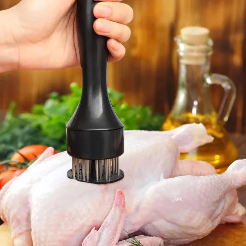 Miniatura 6 de Ablandador de carne de acero inoxidable, aguja ablandadora de carne de acero inoxidable mejorada 2025 de 21 pines, cuchillas de aguja ultra Negro