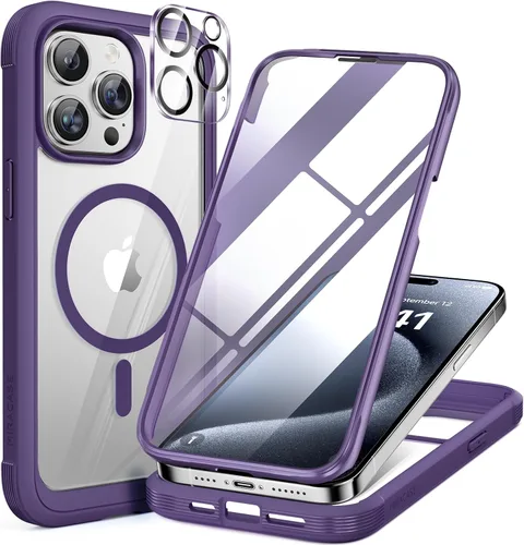 Miniatura 210 de Miracase Funda para iPhone 13 de 6.1 pulgadas, [sin burbujas] funda de teléfono de cuerpo completo con pantalla de vidrio completa integrada, sin
