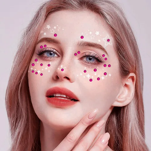 Miniatura 5 de 3090 calcomanías de cristales de diamantes de imitación de gemas faciales de 0.15/64/0.23 pulgadas con diamantes de imitación rosas para cuerpo