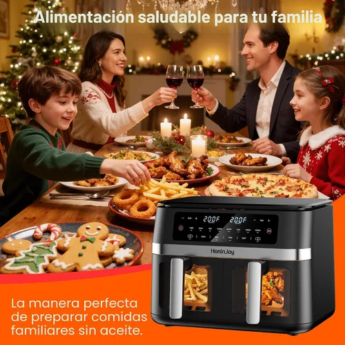 Miniatura 8 de Freidora de aire grande de doble cesta de 12 cuartos con 50 revestimientos de papel y ventana de visión, 12 en 1 con pantalla táctil digital