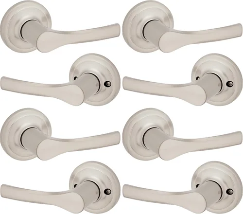 Miniatura 20 de Kwikset Henley - Manija de puerta de paso interior, manija para puertas de armario y pasillo, manija reversible sin bloqueo, níquel satinado