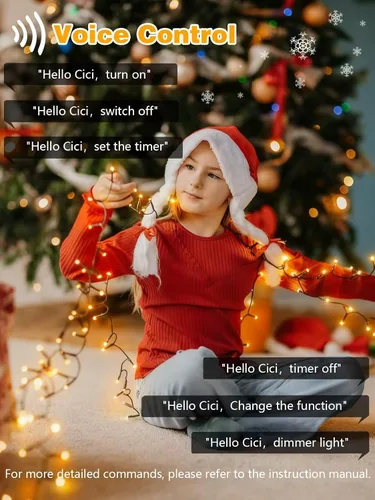 Miniatura 2 de Luces de Navidad controladas por voz con control remoto, cadena de 300 luces LED de 99 pies para interiores y exteriores con 12 modos, 3
