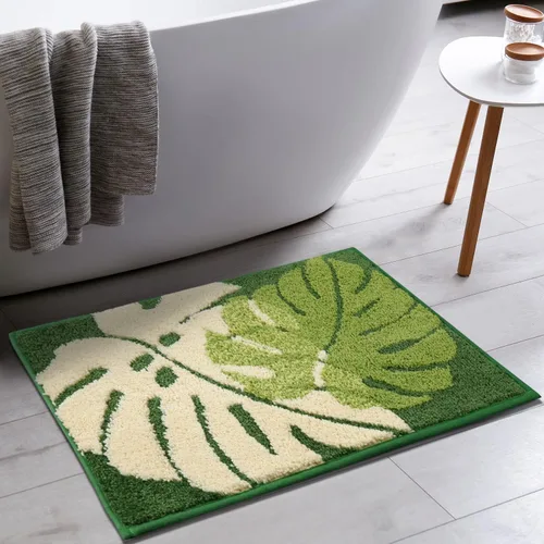 Miniatura 13 de Hi Space Alfombras de baño de 24 x 16 pulgadas con hojas para baño, antideslizante, lavable a máquina, suave, absorbente, bonita alfombra de baño