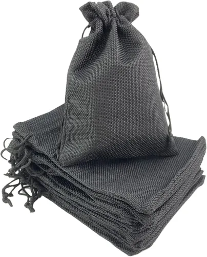 Miniatura 48 de Palmhomee Paquete de 20 bolsas de regalo de arpillera con cordón, bolsas de joyería de lino, bolsas de yute de boda para joyas y bolsas