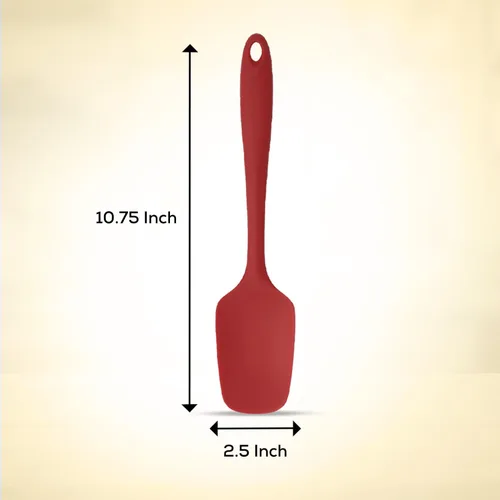 Miniatura 2 de Mrs. Anderson's Baking Espátula en forma de cuchara de silicona, flexible y antiadherente, diseño de una sola pieza, rojo, para mezclar, plegar