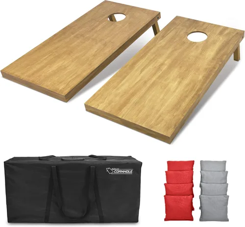 Miniatura 23 de GoSports 4 ft x 2 ft Regulation Size Wooden Cornhole Boards Set with Light Brown Finish - Includes Carrying Case and Bean Bags Negro- gris