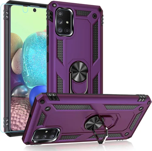 Miniatura 8 de Funda para Samsung A71 5G, Galaxy A71 5G, funda PUSHIMEI de grado militar resistente con protector de pantalla HD, anillo magnético con soporte