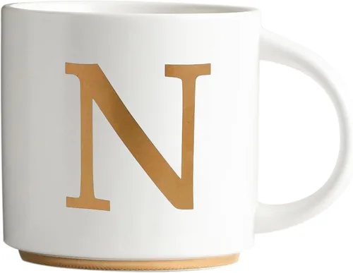 Miniatura 16 de COLLECTIVE HOME - Tazas de cerámica con monograma, tazas de café con inicial dorada de 15 onzas, elegantes tazas de té del alfabeto, elegante taza p