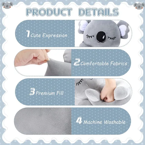 Miniatura 3 de Queekay Peluche de koala de 13.8 pulgadas, regalo creativo de koala, juguete de peluche para decoración inteligente de habitación de niños y niñas
