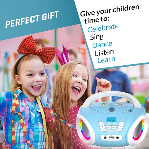 Miniatura 6 de KLIM Candy Kids - Reproductor de CD para niños, radio FM, incluye baterías, Boombox portátil, reproductor de CD para niños, con altavoces, niños Azul