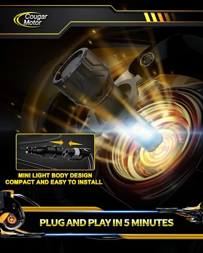 Miniatura 4 de Cougar Motor - Bombillas H4, 9003 luces antiniebla 6500K blancas sin polaridad para uso en carretera o todoterreno, enchufe y uso - Paquete de 2
