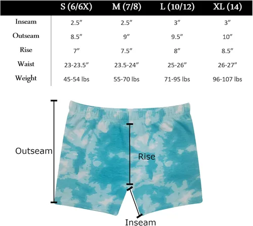 Miniatura 5 de Pantalones cortos de algodón populares para niñas, paquete de 4 pantalones cortos de vestir sólidos y teñidos anudados, pantalones cortos