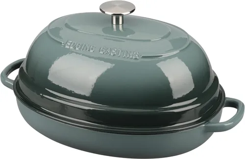 Miniatura 10 de EDGING CASTING Olla ovalada esmaltada de hierro fundido holandés con tapa, horno holandés de pan para hornear pan de masa madre, pan holandés, horno