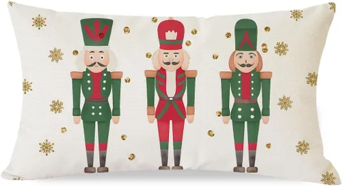 Miniatura 12 de PANDICORN - Funda de almohada decorativa de Cascanueces de Navidad 12x20 pulgadas, decoración de Navidad en negro con Cascanueces, cojín decorativo