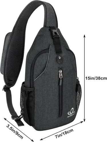 Miniatura 122 de WATERFLY Bolsa pequeña de senderismo: mochila cruzada para el pecho, mochila para hombres y mujeres con correa de hombro agradable a la piel