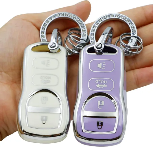 Miniatura 12 de 2 fundas para llavero BMW con llavero de TPU suave, compatible con BMW Serie 7 2023 2024 740 760i I5 I7 IX X1 X5 X6 X7 XM (morado blanco)