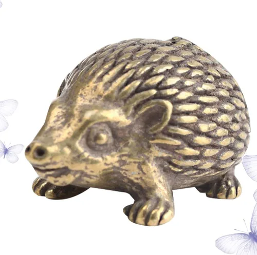 Miniatura 9 de LIOOBO Estatuilla de erizo de latón macizo en miniatura para decoración del hogar