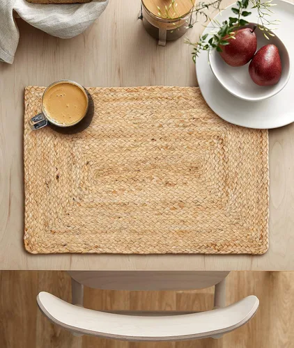Miniatura 6 de Ramanta Home Juego de 4 manteles individuales trenzados de yute de 13 x 19 pulgadas, naturales, reversibles, para decoración de mesa de comedor