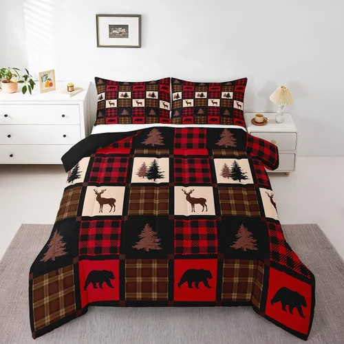 Miniatura 21 de Erosebridal Juego de edredón de campamento para niños y niñas, ropa de cama de campista tamaño twin, edredón vintage de campamento feliz