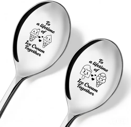 Miniatura 9 de Pala de helado para esposo y esposa – Juego de 2 cucharas para él y ella, ideas para parejas, aniversario, cumpleaños, día de San Valentín, cuchara