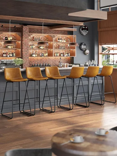 Miniatura 54 de Bar Stools Set of 2, 26 Inches Counter Height Bar Stools with Back, Modern Faux Leather Barstools with Metal Legs and Footrest, Bar Chairs for