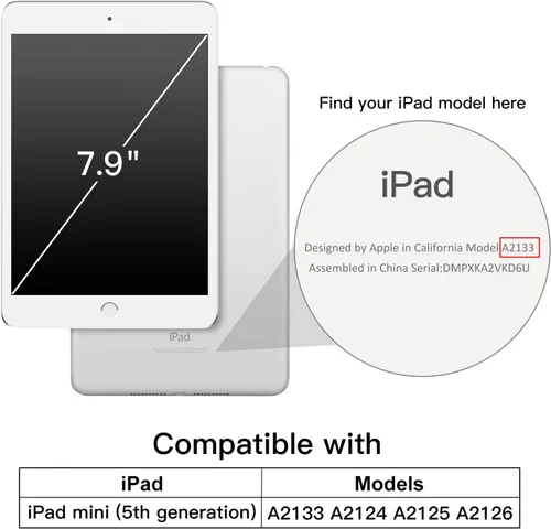 Miniatura 2 de JETech Funda para iPad mini 5 (modelo 2019 5ª generación), cubierta inteligente con apagado automático/encendido (negro)