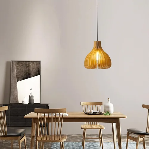 Miniatura 4 de Lámpara colgante de 9.1" Luz Colgante de Techo de Madera Maciza Ajustable Casquillo E27 Decorativa Iluminación Interior para Comedor Cocina Recámara