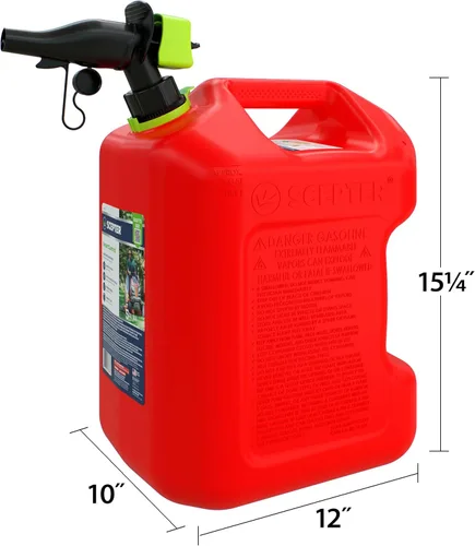 Miniatura 2 de Scepter FSCG552 Recipiente de combustible con boquilla a prueba de derrames con extensor de boquilla adicional, mango trasero lata de gas rojo, 5