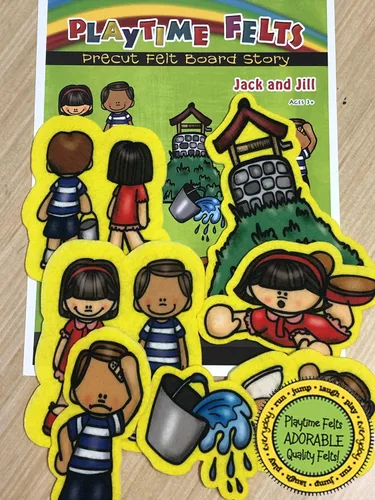 Jack and Jill Nursery Rhyme - Figuras de fieltro | 7 adorables piezas de fieltro para tablero de franela. Perfecto para niños pequeños, preescolar y