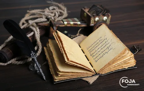 Miniatura 5 de Sun & Moon - Diario vintage de cuero para hombres y mujeres, 200 páginas de papel vintage antiguo hecho a mano, cuaderno de bocetos de cuero, diario