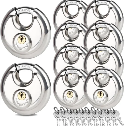 Miniatura 9 de Cerradura de disco para unidad de almacenamiento de 2-3/4 pulgadas (2.756 in), candado con llave de acero inoxidable con llaves, cerradura