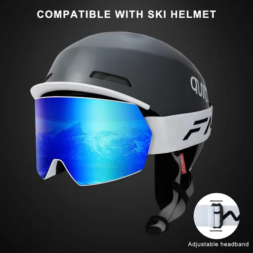 Miniatura 6 de FMY - Gafas de esquí para hombres, mujeres y jóvenes - Gafas de snowboard y esquí con protección antivaho UV400 para adultos Marco azul hielo