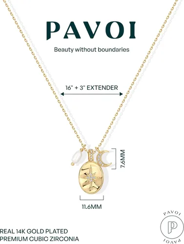Miniatura 3 de PAVOI - Collares con dije de moneda bizantina grabada chapada en oro de 14 quilates, para mujer, bohemio