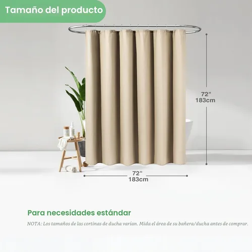 Miniatura 4 de Dynamene Cortina de ducha de tela beige – Cortinas de ducha de tela resistente con textura de gofre para baño, 256 GSM, juego de cortina de baño