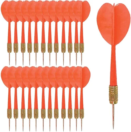 Miniatura 4 de The Dreidel Company 12 flechas de dardos de plástico, vuelos de plástico y puntas de cabeza de cobre puntiagudas de metal, dardos, color rojo, 5