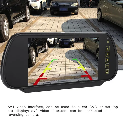 Miniatura 2 de DAN&DRE Espejo retrovisor 7 "LCD cámara de visión trasera negro espejo monitor coche furgoneta camión autobús control remoto AV1 AV2 720P 120 °
