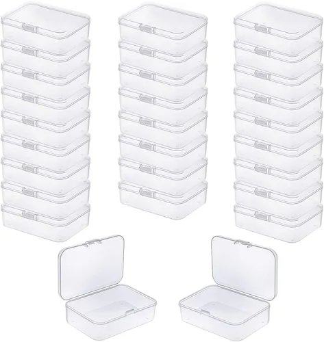 Miniatura 21 de LJY 100 contenedores rectangulares vacíos de plástico transparente con tapas con bisagras (2.2 x 1.6 x 0.8 pulgadas, transparente)