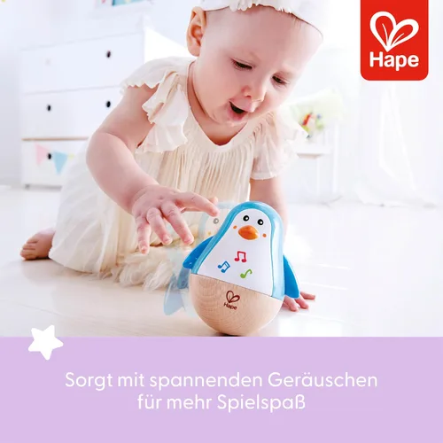 Miniatura 3 de Hape Pingüino Musical Tamborante Pingüino Melodioso Colorido y Tamborante, Juguete Roly Poly para Niños de 6 Meses+, Multicolor, 5' x 2' (E0331)