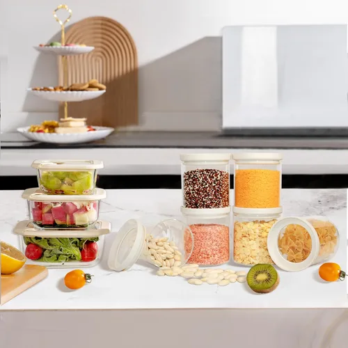 Miniatura 4 de Urban Green Tarro de almacenamiento de alimentos de vidrio con tapa de vidrio, juego de recipientes de alimentos con tapas herméticas, tarro