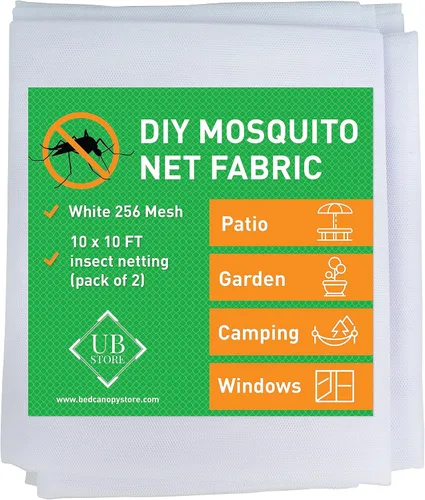 Tela para Mosquitera DIY Blanca | 2 Paquetes de Red de 10x10 Pies | Cubierta para Insectos para Jardín, Patio, Exteriores y Ventanas | Múltiples